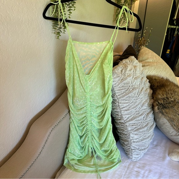 Blackbough | Swim | Blackbough Neon Green Swim Cover Up Ruched Mini ...